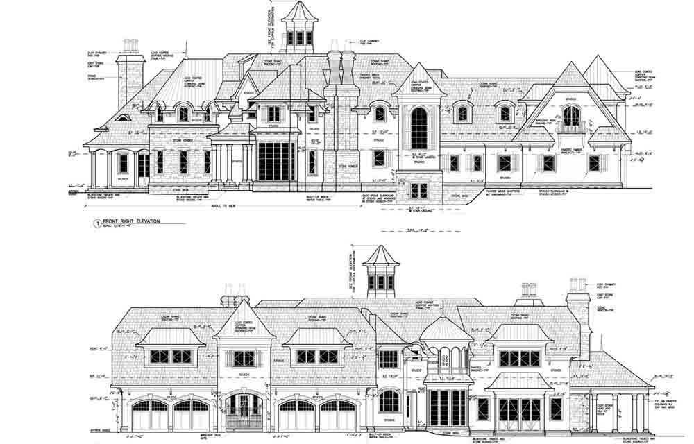 French Chateau Residence Elevations 1