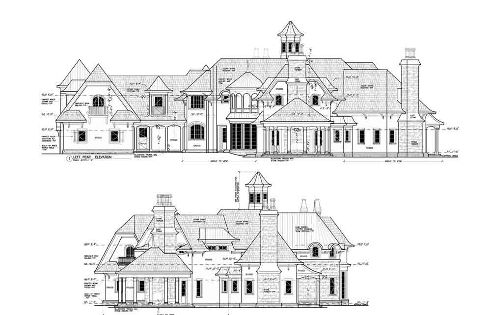 French Chateau Residence Elevations 3